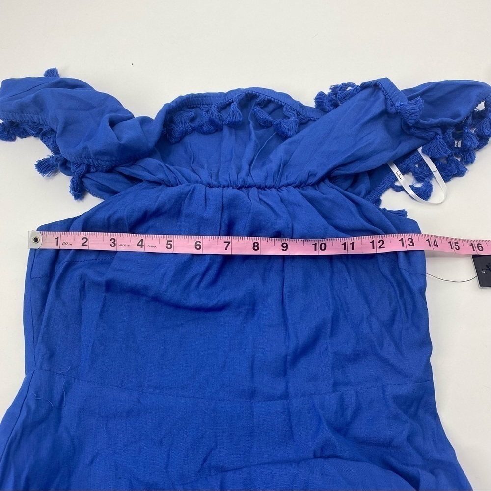 Lulu’s Pensacola blue off shoulder tiered tassel midi dress NWT! S - Picture 10 of 12